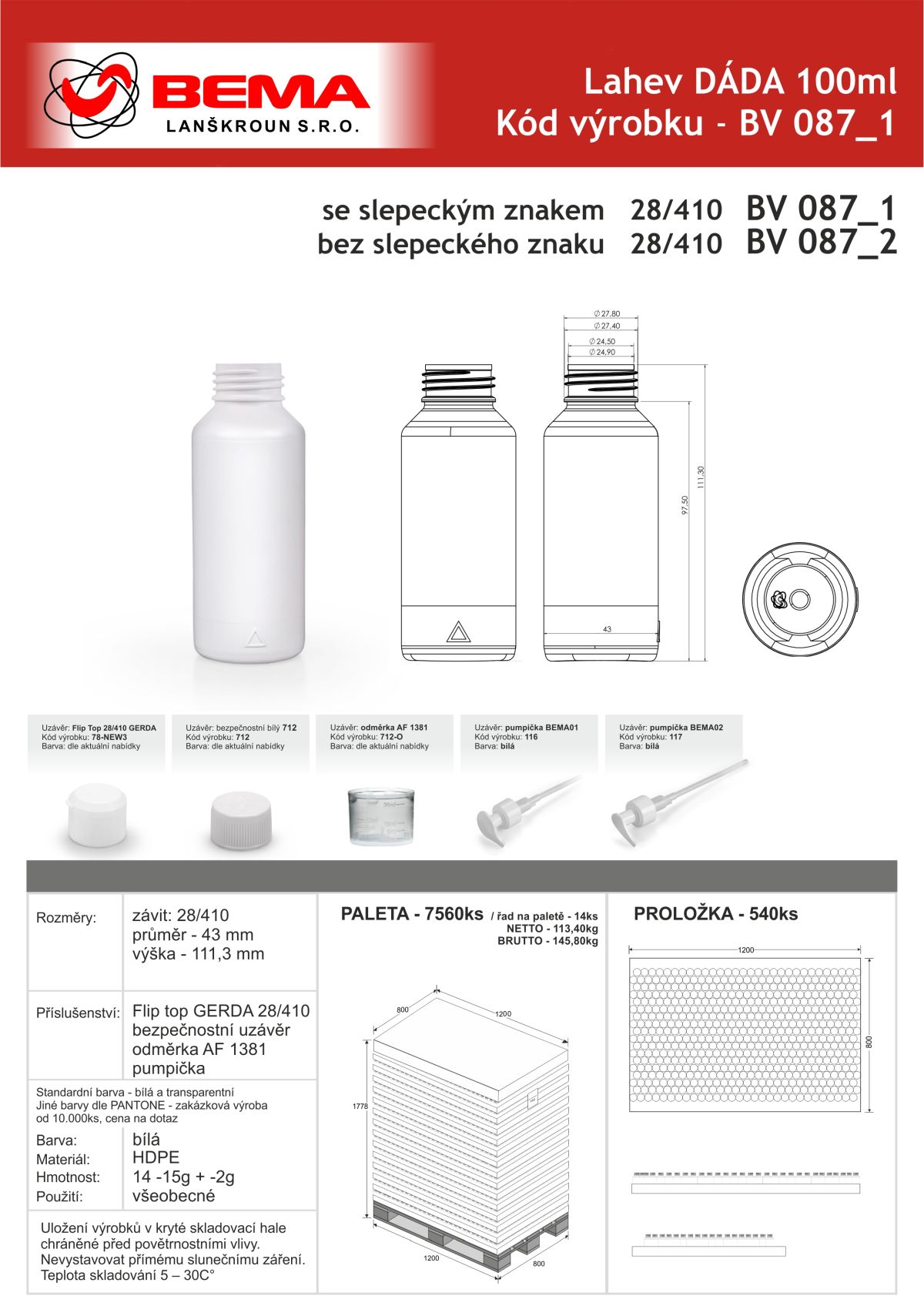 BV 087_1 Dada 100ml 14g bílá 16-7-2026
